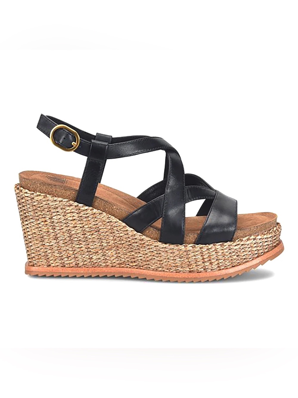 Sofft Devyn wedge sandals, black leather, 9